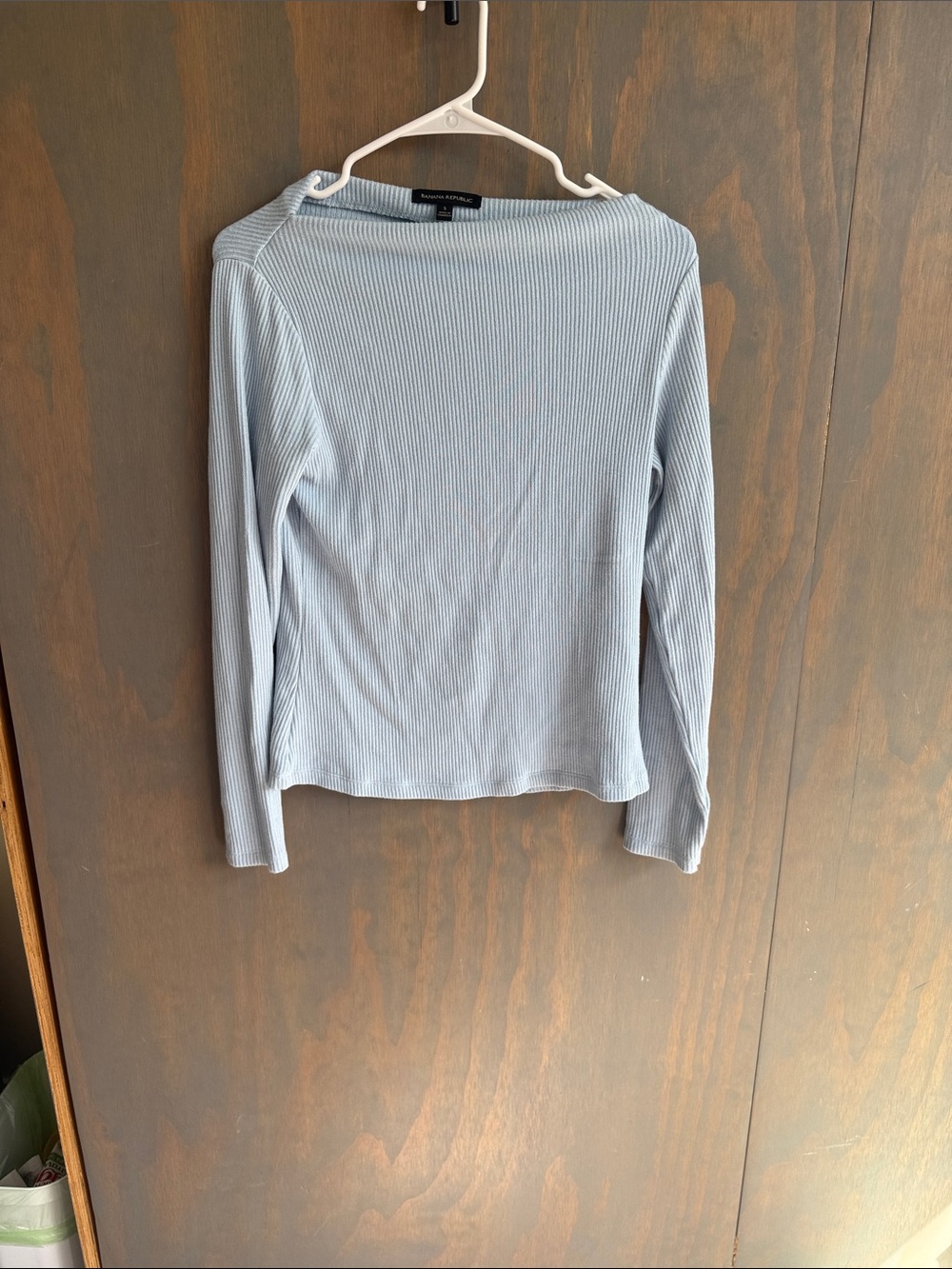 Banana Republic Light Blue Ribbed Long-Sleeve Top